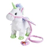 Unicorn Angel Pink Wings Lead Rope Walking Singing Electronic Stuffed Plush Animal Doll for Kids Gift