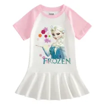 Toddler Girls Prints Snowflake Alsa Princess A-line Pleated Short Sleeve Dresses