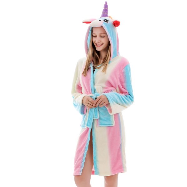 Mom And Kids Parent-child Colorful Rainbow Unicon Soft Bathrobe Sleepwear Comfortable Loungewear