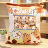 Cute Bag of Light Brown Corgi Plush Soft Toy Throw Pillow Pudding Pillow Creative Gifts
