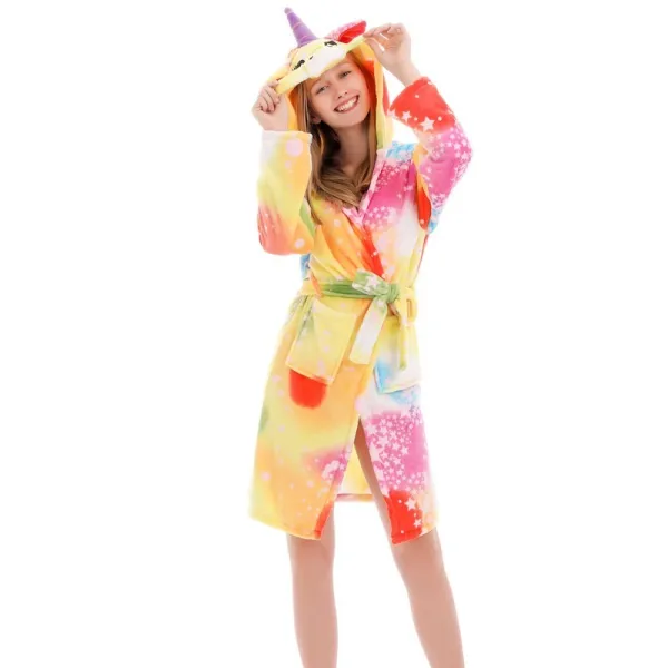 Mom And Kids Parent-child Colorful Unicon Soft Bathrobe Sleepwear Comfortable Loungewear