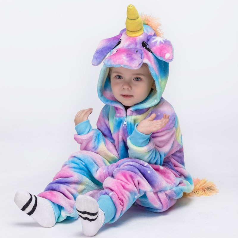 Kids Blue Stars Unicon Kigurumi Pajamas Animal Cosplay Costumes for Unisex Children
