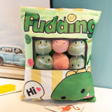Cute Bag of Green Dinosaurs Plush Soft Toy Throw Pillow Pudding Pillow Creative Gifts