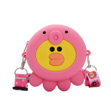 Cute Cartoon Pink Animal Silicone Mini Single Shoulder Round Bag