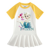 Toddler Girls Prints Snowflake Alsa Princess A-line Pleated Short Sleeve Dresses
