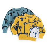 Toddler Kids Boys Cute Print Bear Pullover Wool Sweater