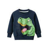 Toddler Kids Boys Prints Dinosaur Slogans Fleece Sweatshirt