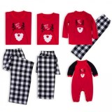 Christmas Family Matching Sleepwear Pajamas Sets Red Cartoon Hohoho Deer Top and Black White Plaid Pants