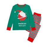 Christmas Family Matching Sleepwear Pajamas Sets Green Santa Claus Top and Red Green Stripes Pants