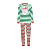Christmas Family Matching Sleepwear Pajamas Sets Green Santa Claus Top and Red Stripes Pants