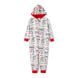 Christmas Family Matching Sleepwear Onesie Pajamas Santa Claus Slogans Letters Hooded Jumpsuit