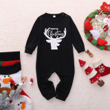 Christmas Family Matching Sleepwear Pajamas Sets Black Deers Top and Red Plaids Pants