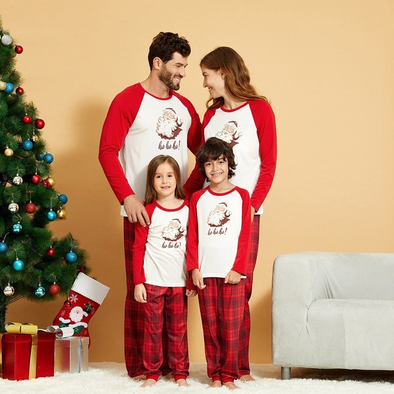 Christmas Family Matching Sleepwear Pajamas Sets Hohoho Santa Claus Top ...