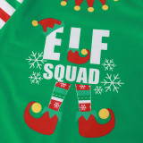 Christmas Family Matching Sleepwear Family Pajamas Sets Green ELF SQUAD Top and Red Stripes Pants