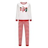 Christmas Family Matching Sleepwear Family Pajamas Sets Stocking Bear White Top and Red Stripes Pants