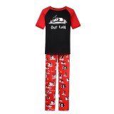 Christmas Family Matching Sleepwear Pajamas Sets Pink Penguins Top and Blue Stripe Pants