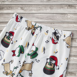 Christmas Family Matching Sleepwear Pajamas Sets White Santa Claus Short Top and Deers Pants