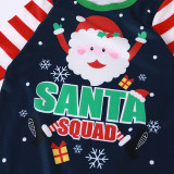 Christmas Family Matching Sleepwear Family Pajamas Sets Navy Santa Claus Squad Snow Top and Red Stripes Pants