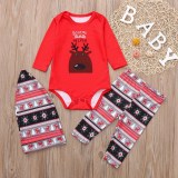 Christmas Family Matching Sleepwear Pajamas Sets Santa Deer Top and  Christmas Trees Stripes Pants