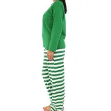 Christmas Family Matching Sleepwear Pajamas Sets Green Top and Green Stripes Pants