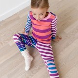 Christmas Family Matching Sleepwear Pajamas Sets Matching Purple Splicing Stripes Top and Pants