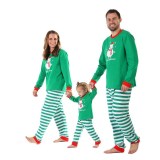 Christmas Family Matching Sleepwear Pajamas Sets Green Bear Top and Stripe Pants