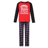 Christmas Family Matching Sleepwear Pajamas Sets Red ELF Christmas Top and Navy Plaids Pants