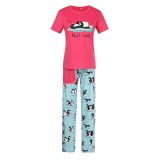Christmas Family Matching Sleepwear Pajamas Sets Pink Penguins Top and Blue Stripe Pants