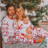 Christmas Family Matching Sleepwear Pajamas Sets White Dears Top and Deers Trees Pants