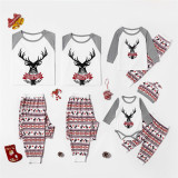Christmas Family Matching Sleepwear Pajamas Sets Grey Deers Top and Stripe Pants