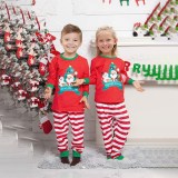 Christmas Family Matching Sleepwear Pajamas Sets Red Santa Claus Snowman Top and Stripe Pants