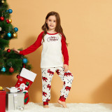 Christmas Family Matching Sleepwear Pajamas Sets White Merry Christmas Top and Prints Deer Pants