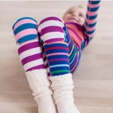 Christmas Family Matching Sleepwear Pajamas Sets Matching Purple Splicing Stripes Top and Pants
