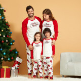 Christmas Family Matching Sleepwear Pajamas Sets White Merry Christmas Top and Prints Deer Pants