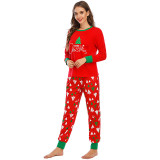 Christmas Family Matching Sleepwear Pajamas Sets Red Trees Top and Pants