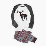 Christmas Family Matching Sleepwear Pajamas Sets Deers Top and Grey Deers Trees Pants