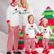Christmas Family Matching Sleepwear Pajamas Sets Christmas Slogan Heart Love Top and Stripe Pants