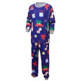 Christmas Family Matching Sleepwear Pajamas Sets Blue Prints Hat Trees Bear Top and Pants