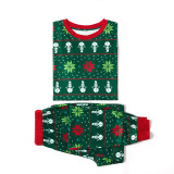 Christmas Family Matching Sleepwear Pajamas Sets Green Snowflake Snowman Top and Pants
