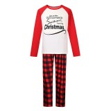 Christmas Family Matching Sleepwear Pajamas Sets White Slogan Top and Red Stripe Pants