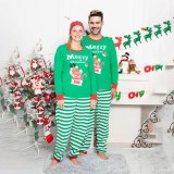 Christmas Family Matching Sleepwear Pajamas Sets Green Deer Top and Stripes Pants