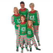 Christmas Family Matching Sleepwear Family Pajamas Sets Green ELF SQUAD Top and Red Stripes Pants