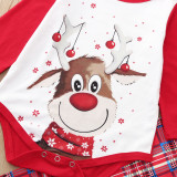 Christmas Family Matching Pajamas Christmas Red Deers Top and Plaid Pant With Dog Cloth