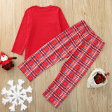 Christmas Family Matching Pajamas Christmas Cute Red Deers Top and Plaid Pant With Dog Cloth