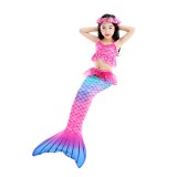 3PCS Kid Girls Mermaid Tail Lace Ruffles Bikini Sets Swimsuit With Free Garland Color Random