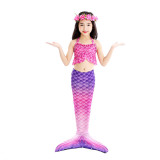 3PCS Kid Girls Ombre Mermaid Tail Bikini Sets Ruffles Top Swimsuit With Free Garland Color Random