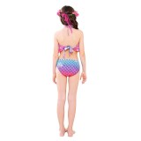3PCS Kid Girls Rainbow Ombre Shell Mermaid Tail Bikini Sets Swimwear With Free Garland Color Random