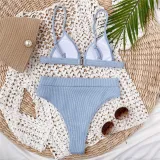 Women Triangle Pure Color Split Bikinis Sets Swimwear