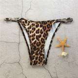 Women Prints Leopard Metallic Triangle Bikinis Sets Swimwear