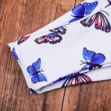 Women Prints Butterflies Triangle Top Metal Ring Bikinis Sets Swimwear